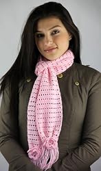 Handmade Lightweight Fine Pure Argentinian Cotton Scarf for Sensitive Skin - Cottage Pink (100% Crocheted By Hand)