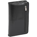 Leather Travel Agenda with Front Zip - Black