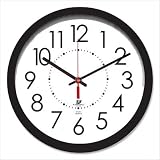 Chicago Lighthouse Products - Electric Clock, 14-1/2", 5 Cord, Black Frame/White Dail - Sold as 1 EA - Round wall clock features a 14-1/2" black frame, 12-3/4" UV-protected lens and white face. Design includes black Arabic numbers, a black hour hand, black minute hand and red second hand. Wall clock has a 5 UL listed cord. Body is made from 30 percent post-consumer recycled material and is biodegradable.