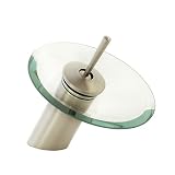 FREUER Vetro Collection: Glass Waterfall Bathroom Sink Faucet, Brushed Nickel