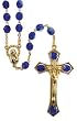 21" Gold Plated Rosary with 7mm Blue Beads - MADE IN ITALY