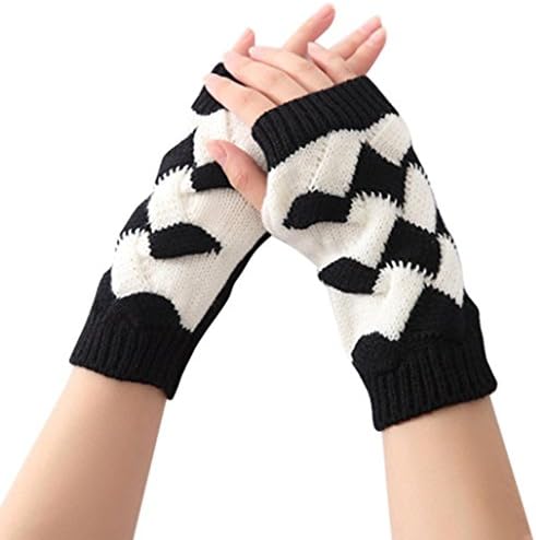 Women's Gloves,EKIMI Winter Warm Knit Dress Gloves (Black)
