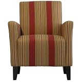 Handy Living 340C-EBA47-032 Belmont Transitional Arm Chair, Cabana Crimson Striped Design