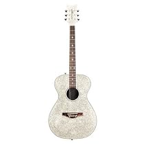 Daisy Rock Pixie Acoustic Guitar, Silver Sparkle