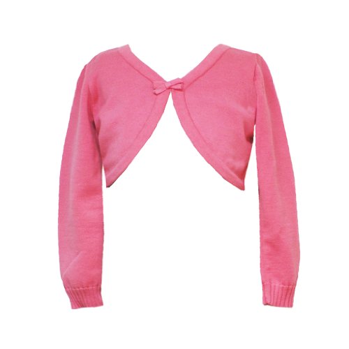 Rare Editions TODDLER Girls CORAL-PINK LONG SLEEVE BOW TRIM SWEATER-KNIT Special Occasion Crop Bolero Shrug Cardigan Jacket/Sweater, 2T-4T