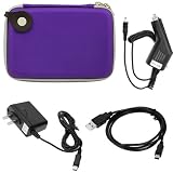 GTMax Purple 5 inch 5 Eva Pouch Carrying Case + Black (Home + Car) Charger adapters + 3FT Mini 5 pin USB Cable for Garmin nuvi 2450,2450LM, nuvi 2460LT,2460LMT, nuvi 1450,1450T,1450LMT, nuvi 5000, nuvi 1490T,1490LMT