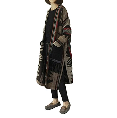 一茶先生 レディース ワンピース コート 上着 ジャンパー 柄 ロング 丈 羽織り 長袖 秋 冬