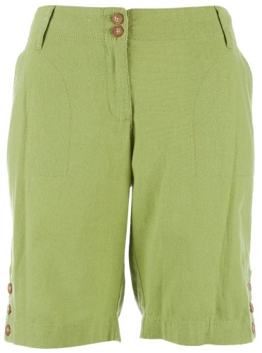 41gHQzqUEuL * Skyes The Limit Linen Button Trim Bermuda Shorts ALOE GREEN 16 Discount !!