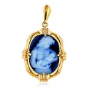 14K Yellow Gold Cameo Pendant Depicting Mother Holding Her Child