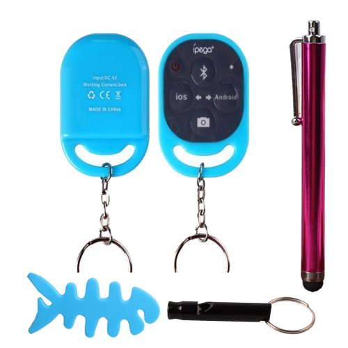Ipega Bluetooth Remote Control Self-timer Wireless Camera Shutter Release for Android Ios Accessories Like Apple Iphone 5s 5c 5 4s 4 Ipad 4 3 2 Ipad Mini Ipad Air Ipod Samsung Galaxy S4 S3 S2 Note 3 2 Sony Xperia Z HTC ONE - Blue