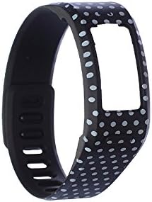 KOMEI Large L Garmin Vivofit Fitness Band Bracelet, 7-Pack Colorful with White Dots Replacement Accessory WristBands Sports Arm Band with Clasps for Garmin Vivofit (No Tracker, Replacement Bands Only) +2x Silicon Fastener Ring For Free (With Random color) +1x Free Silver Metal Shoe Keychain