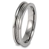 Grooved Brushed and Polished Titanium Ring (5mm) - Sizes 5 - 13