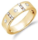 14k Yellow Gold Diamond Three 3 Stone Wedding Anniversary Band Ladies Womens Channel Set Round Cut Diamond Ring (1/4 cttw, G H Color, SI Clarity) 41gHYntlTLL. SL160 14k Yellow Gold Diamond Three 3 Stone Wedding Anniversary Band Ladies Womens Channel Set Round Cut Diamond Ring (1/4 cttw, G H Color, SI Clarity)