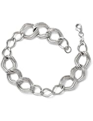 Leslies 14k White Gold Polished and Textured Fancy Link Bracelet Length 7"