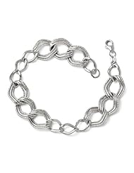 14k White gold Leslies Polished and Textured Fancy Link Bracelet