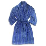 Stafford - Mens Velour Striped Robe, Navy, Green