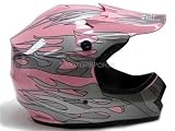 Youth Pink Flame Dirt Bike ATV Motocross Off-Road MX Helmet DOT (Large)