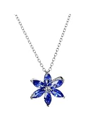 925 Sterling Silver Marquise Tanzanite Flower Pendant/Necklace 18 Inches 925 Silver Chain