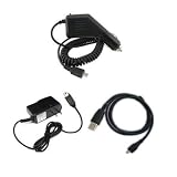Fosmon Travel Charger + Micro USB Cord + Car Charger work with Rogers HTC Raider / Vivid