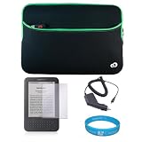Jet Neoprene Protective Glove Cover Case for Kindle 3 Wireless Reading Device Wi-Fi 3G Includes an inspirational Wisdom Courage wristband Includes Screen Protector Guard Icludes a Kindle 3 Car Charger