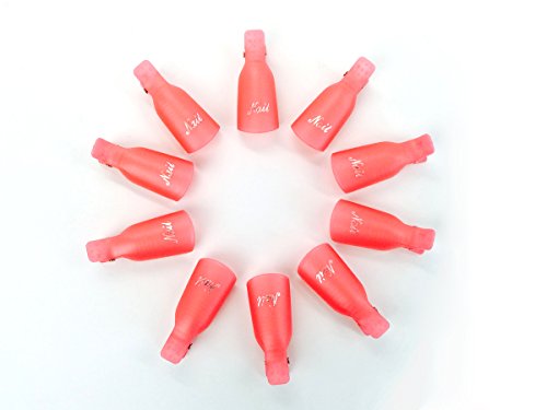 Beauticom Acrylic Nail Art Soak Off Cap Clip UV Gel Polish Remover Wrap Reusable Keeper Manicure Tool (PINK, WHITE, PURPLE, &amp; RED) (10 Pieces, PINK)