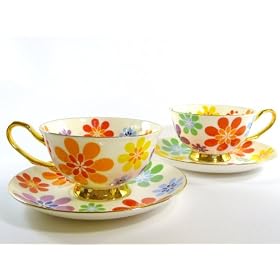 Kazz Fine Bone China tea cup and saucer 4 pc. set