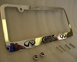 Infiniti G35 Chrome Metal License Plate Frame with Logo Screw Caps Infiniti G35 Chrome Metal License Plate Frame with Logo Screw Caps