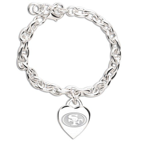 San Francisco 49ers Ladies Silver Heart Charm Bracelet