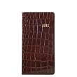2012 Pocket Agenda Datebook, Genuine Crocodile Embossed Leather, 6" , Brown