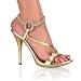 ECLAIR-23 4 3/4 Inch Sexy Evening Shoes With Rhinestone Strap And Anke Strap Sandal Pleaser Black Silver Gold