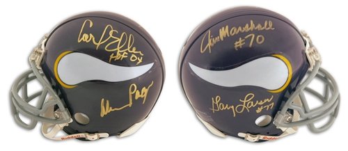 Purple People Eaters Autographed/Hand Signed Minnesota Vikings Mini Helmet signed by Carl Eller, Ala