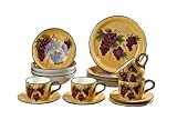 16 pc Dinnerware Set, Dinner Set Tuscany Grape Wine Decor