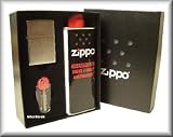 Zippo Feuerzeug Chrom gebürstet Geschenkset mit Benzin + Feuerstein-Spender