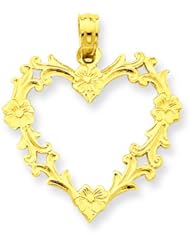 14K Gold Small Floral Heart Pendant Jewelry FindingKing