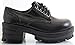 Chunky Lace-up Platform Loafer Heels Shoes Women Black