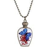Dry Blue Butterfly Specimen In Transparent box Memory Locket Necklace For Women