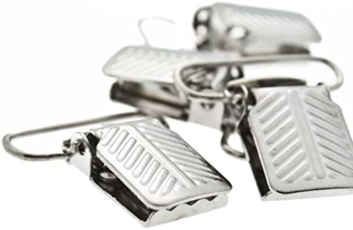 (12 Pcs.) Classic Herringbone Silver Metal Suspender Clips