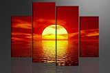 Produkt-Bild: Bild auf Leinwand Sun Sea 130 x 80 cm 4 Teile Modell-Nr. XXL 6094 Bilder fertig gerahmt mit Keilrahmen riesig. Ausf&uuml;hrung Kunstdruck als Wandbild mit Rahmen. G&uuml;nstiger als &Ouml;lbild Gem&auml;lde Poster Plakat mit Bilderrahmen