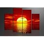 Bild auf Leinwand Sun Sea 130 x 80 cm 4 Teile Modell-Nr. XXL 6094 Bilder fertig gerahmt mit Keilrahmen riesig. Ausf�hrung Kunstdruck als Wandbild mit Rahmen. G�nstiger als �lbild Gem�lde Poster Plakat mit Bilderrahmen