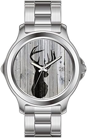 TXMY Personalized Men's Watch Fashion waterproof Watch Hipster vintage black deer head on gray wood wrist watches