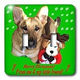 Sandy Mertens Christmas Dog Designs - Christmas German Shepherd and Friend - Light Switch Covers - double toggle switch ~ 3dRose