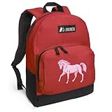 Pink Horse Backpack Red Horses for Travel or School Bags - Best Unique Gifts For Boys, Girls, Adults, College Students, Men or Ladies