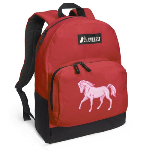 Pink Horse Backpack Red Horses for Travel or School Bags - Best Unique Gifts For Boys, Girls, Adults, College Students, Men or Ladies