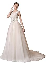 Lace Organza/Satin/Tulle Scoop Neck Wedding Dress 