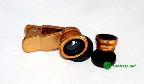 Travellor® LQ001 Universal Clip Mobile Phone Lens 3 in 1 Photo Lens(wide Angle Lens+macro Lens+ Fish Eye Lens) Easy to Carry for Apple Iphone 4 4s 5 5c 5s 6 plus&amp; Ipad / Mini &amp; Samsung Galaxy S3 S4 S5Note2 Note3 Series &amp; Htc &amp; Tablet Pc / Laptops &amp; Other Smart Phone Etc (golden)