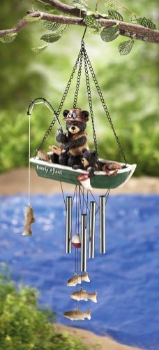 Black Bears Fishing Garden Windchime Dangler