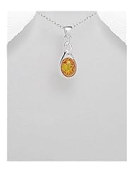 Baltic Amber Pendant Necklace In 92.5 Sterling Silver