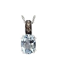 Effy Collection 14k White Gold Diamond And Aquamarine Pendant