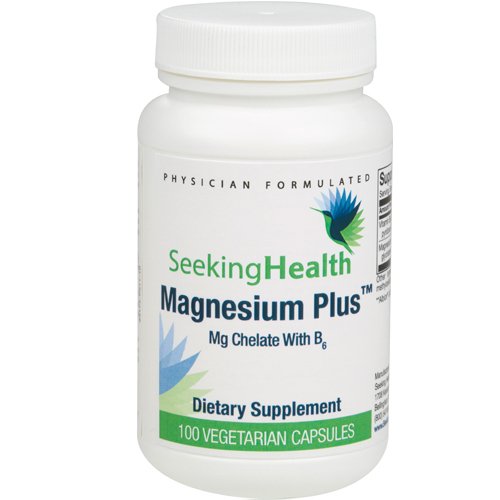 Magnesium Plus - 100 Vegetarian Capsules - (100 mg of Magnesium glycinate chelate with active Vitamin B6 as P-5-P)
