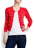 Mango Women's Heart Knit Cardigan, S, Coral